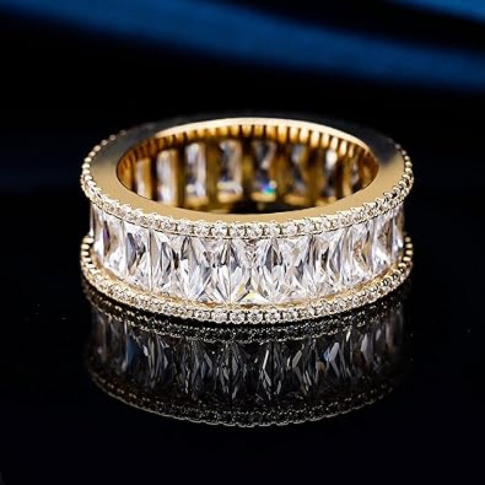 18K Yellow Gold  Wedding Promise Elegant ring 5-10 sizes